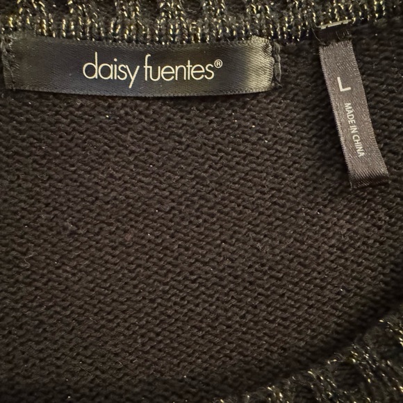 Daisy Fuentes Cute Sexy Knit Dress, Size Large, Black w/gold lurex - Picture 6 of 7